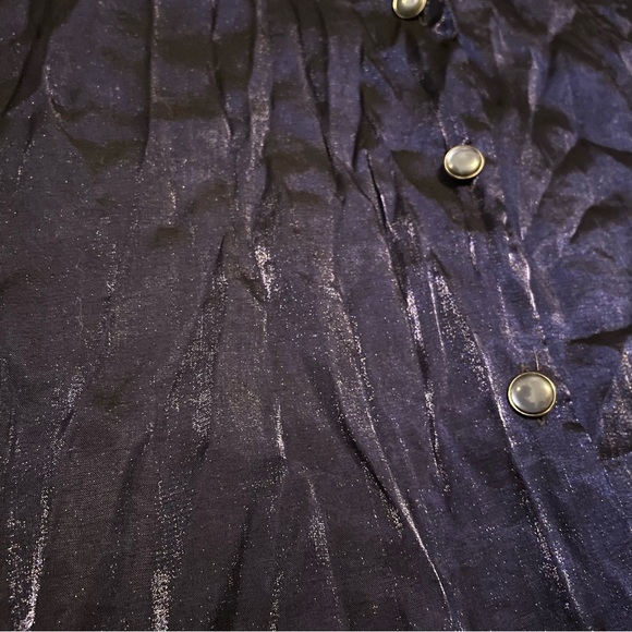 Vintage Purple Metallic Button Down Blouse Size M - Picture 4 of 6